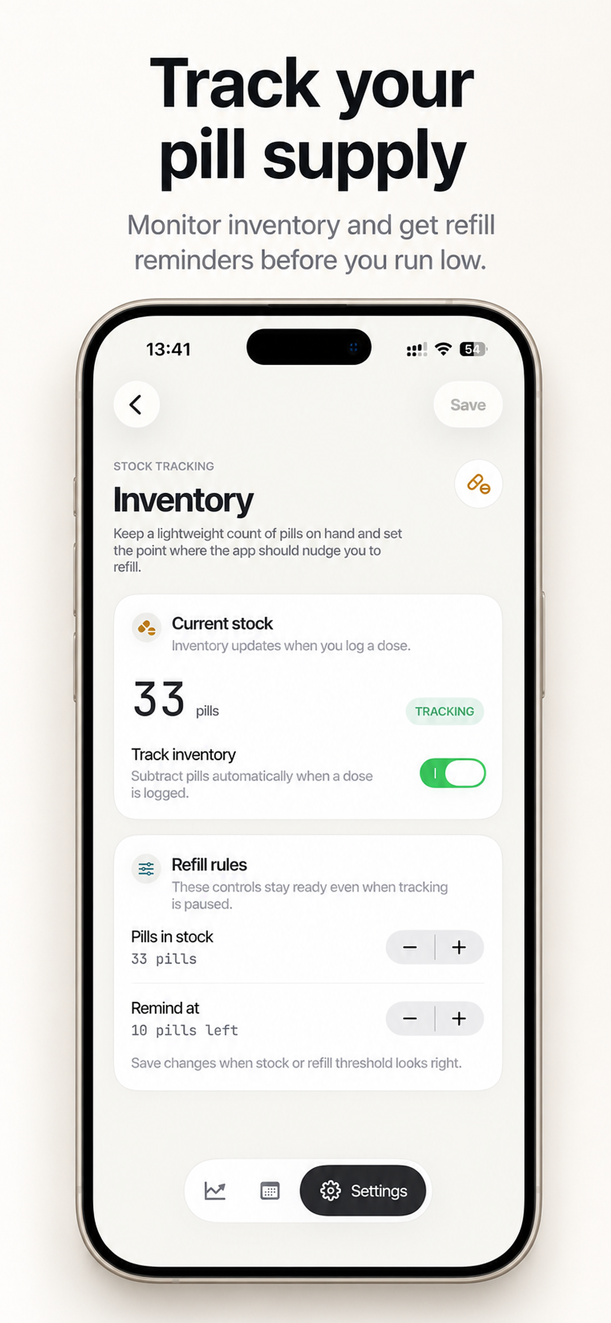 DoseArc inventory screen