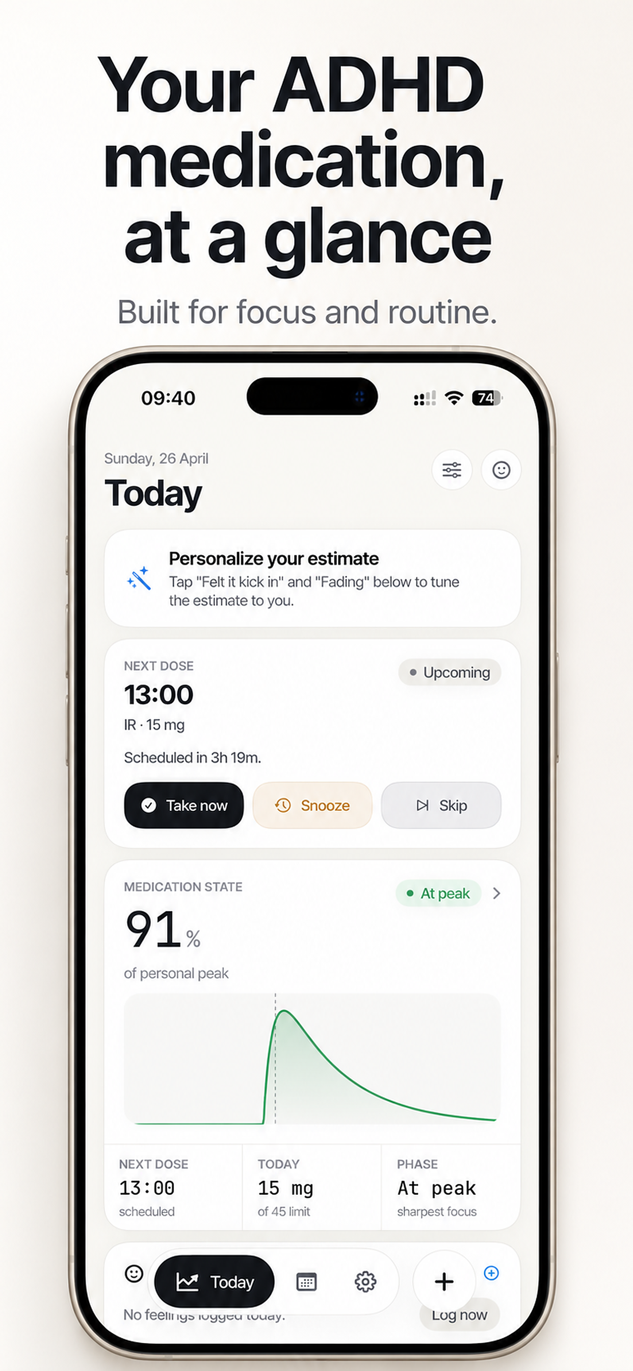 DoseArc daily medication overview screen